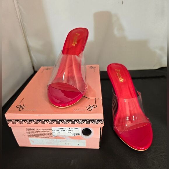 BRAND NEW PAZZLE RHINESTONE HEEL EMBROIDERED CLEAR  OPEN-TOE STRAP SANDAL - Picture 12 of 12